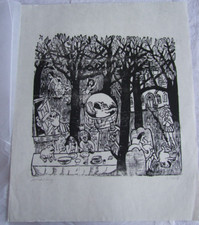 Lothar Sell "Froschkönig" Holzschnitt sign.+dat. 1970, 30 x 30cm,Blatt 37 x45 cm