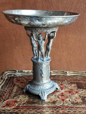 viktorianischer antiker Tafelaufsatz Allegorie mit Engel Cherub Figuren Sil