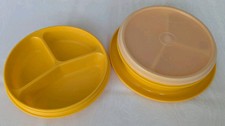 Tupperware TupperCare,4tlg Kinderteller-Set,Warmehalte-Teller,gebr,rar,gelb,Deck