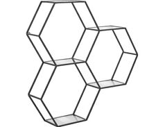 Leonique Deko Wand Regal LENIA Metall schwarz Octagonform Glasböden 72 cm