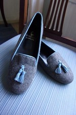 Monaco Duck München Tassel-Loafer Ballerinas 39 Loden+Leder grau-blau