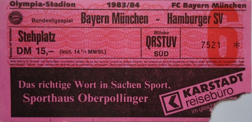 Ticket bundesliga 1983 - bundesliga, 1983/84
