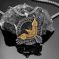 Edelstahl Wikinger Adler Anhänger Kette Amulett Vogel Phönix Biker Schmuck