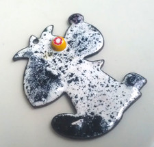 Emaille Anhänger Hund Mid Century 50er 60er 70er Handarbeit Vintage