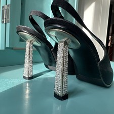 Stuart Weitzmann Slingback,Gr. 38, Schwarz, Swarovski Steine Absatz, High Heels