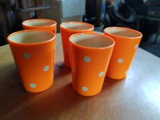 5 DDR Zahnputzbecher Punktebecher Trinkbecher Plaste, orange, Kult 9,5 cm