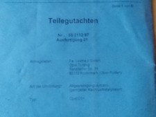 Teilegutachten/TÜV Gutachten Opel Manta -B