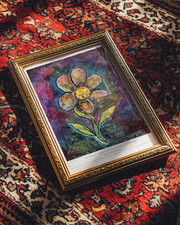 Neu Signierter Surrealistischer Botanischer Blumen-Print A6 – Einzigartige Blume