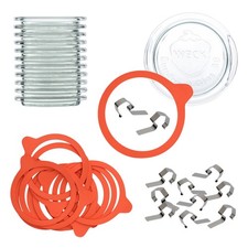 48tlg. Weck-Zubehörset RR80: Glasdeckel + Einkochringe + Klammern + Rezeptheft