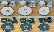 4-tlg. Set Tasse Teller Müslischale Untertasse Anker Fisch Steuerrad z. Auswahl