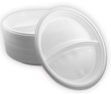 2-Geteilt Menüteller Rund Menüteller Plastik Teller 2fach 22cm Geschirr Reusable