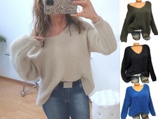 Italy Warm Flausch Kuschel Pullover Grob Strick Pulli Oversize 40 42 44 46 #A14
