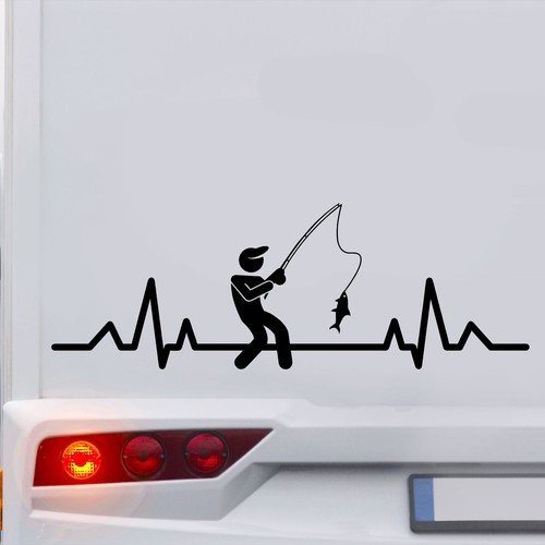 Angler herzschlag aufkleber - angler,