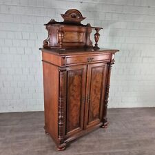 25995 Vertiko mit Aufsatz Gründerzeit 1880 Nussbaum furniert Antik