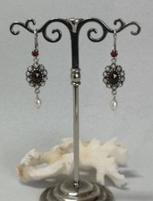 Granatschmuck Granat Perle Ohrringe Tracht Vintage Retro antik Silber 925/-