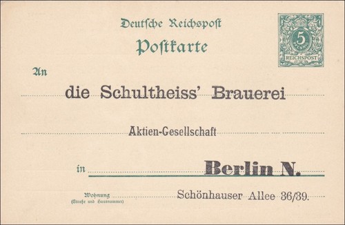 Ganzsache eindruck schultheiss - ganzsache,