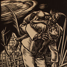 Rudolf Schiestl Teufel holt einen Bauern Expressionismus sig Holzschnitt um 1920