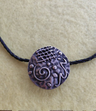 Halskette, Halsband, silber-schwarz, Kunstlederband geflochten, Länge 46 cm