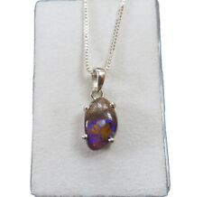 Kleiner Boulder Opal Australien Cabochon Anhänger 925 Silber 13x8,5 mm AD3172