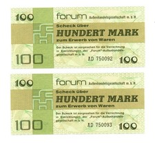 100 Mark FORUMSCHECKS DDR 1979 ECHT und UNC fortl. Nr.