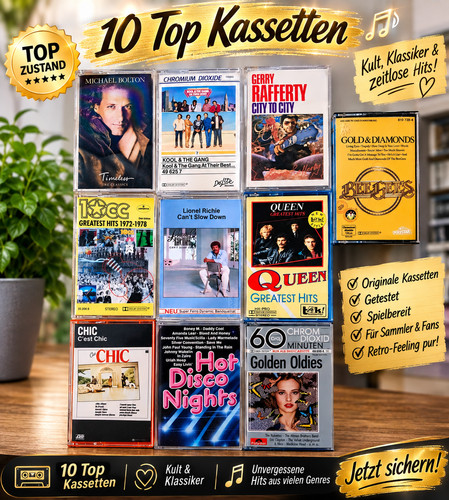 Konvolut 10x musikkassetten - 10x,