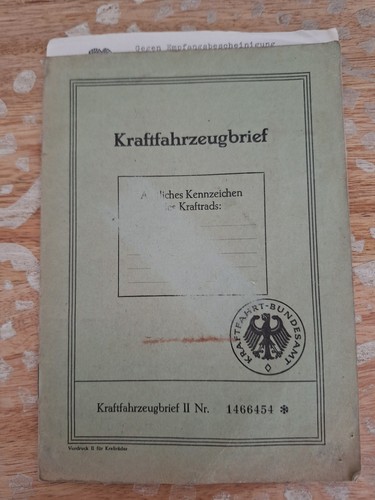 Kfz brief 1953 kraftrad - 1953/55,