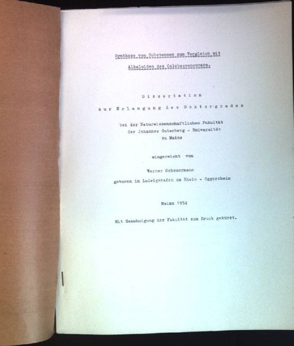 Synthese von substanzen zum - von,