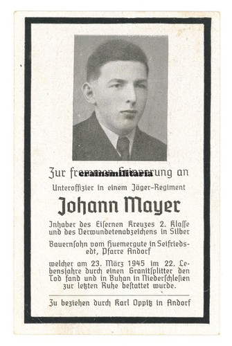 Orig sterbebild jäger - sterbebild,