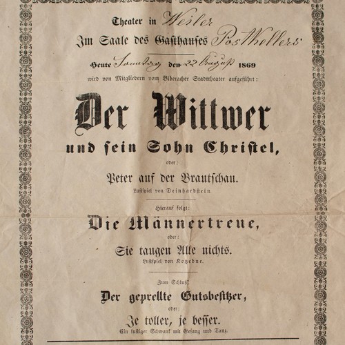 Theaterzettel 1869 weiler - 1869,
