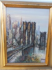 Bild Gemälde Skyline Brücke