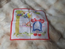 Taschentuch Vintage   25cm x 25cm  weiß mit Motiv  Witwe Bolte Max+Moritz