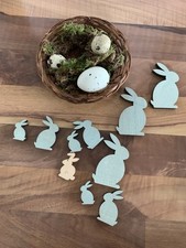 Oster - / Frühlingsdeko  Holz Hasen Osternest Eier Osterhase Dekoration Deko