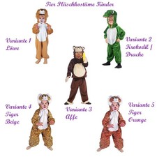 TIER KOSTÜM KINDER Karneval Löwe Krokodil Drache Affe Tiger Plüschkostüm 104/128