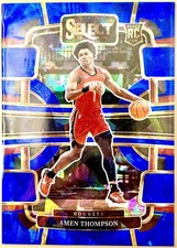 Amen Thompson RC 2023/24 Panini Select BLUE CRACKED ICE #96 Rookie Rockets SP?