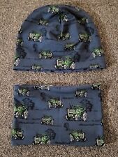 Kinder Mütze mit Loop KU 52, ca. 2-4 Jahre, Trecker Sterne, Jersey, handgenäht