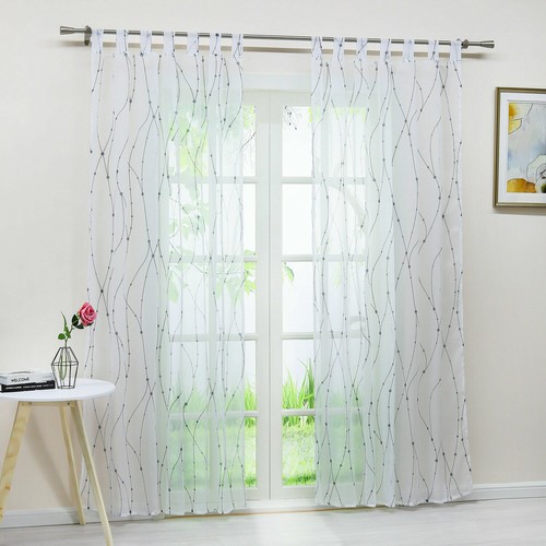 Gardine mit schlaufen - mit,