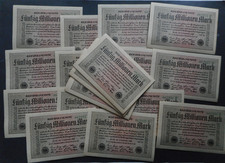50 Stck. 50 Millionen Mark 1923, Ro 108 c,UNC      (05)