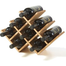 Weinregal Holz 8 Flaschen, 3-stufig, modernes Design, natur, stabile Aufbewah...