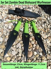 NEU Zombie Dead Biohazard 3er Set Wurfmesser Kunai mit Holster für Outdoor Fans