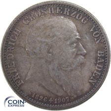 Baden mark gedenkmünze 1907 - baden,