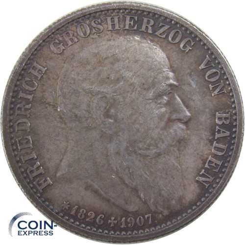 Baden mark gedenkmünze 1907 - baden,