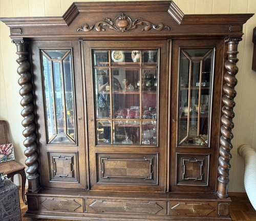 Antike holzvitrine mit - holzvitrine,