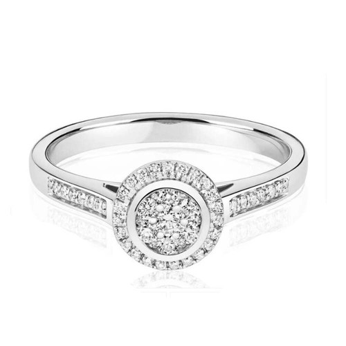 Echter diamant ring - rund, halo