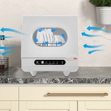 800W Mini Geschirrspüler Freistehender Spülmaschine Tischgeschirrspüler 5 Modi