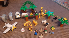 Lego Duplo Zoo Tiere Flugzeug Quad Löwen Giraffen Elefanten Bäume Figuren