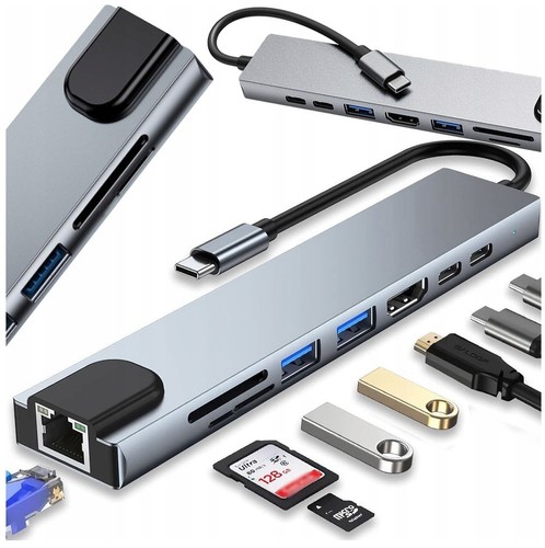 Usb hub 1 adapter 4k - 8-in-1,
