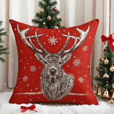 Kissenhülle Hirschkopf rot