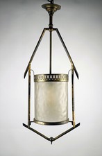 Jugendstil Lampe - Flurlampe - Messing / Glas - um 1900 - online-antikwerk