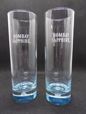 5 Stk Bombay Sapphire Retro Highball Gläser Gin blau getönt Luftblase Rest