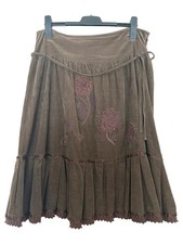 ZARA Damen Cordrock L Braun Blumenmuster Midirock